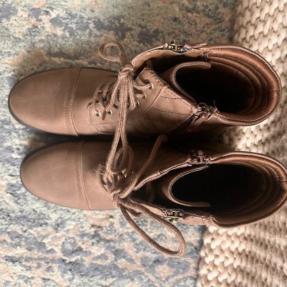 NWOT Berah JubFab Combat Boots lace/zip up in brown 8.5 - Picture 4 of 6